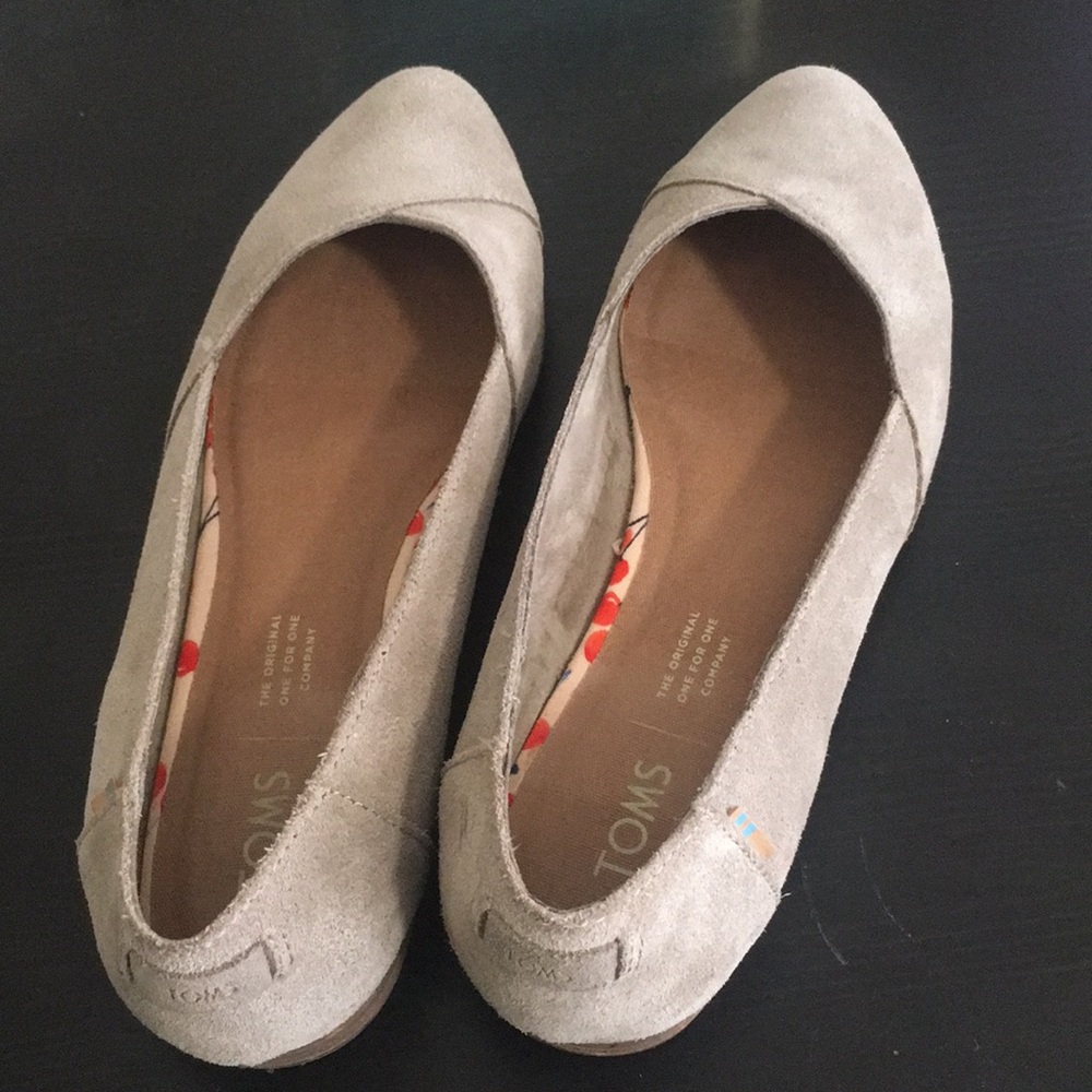 TOMS Julie grey suede flats